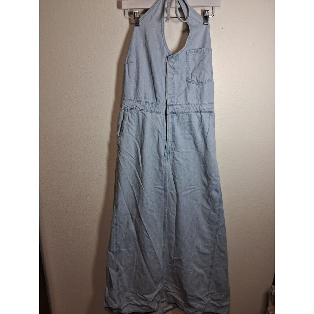 NWT Universal Thread Denim Dress Halter Blue Jean Maxi Flare Boho Retro Size 16
